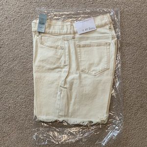 High waisted cream colored LOFT boyfriend cut shorts